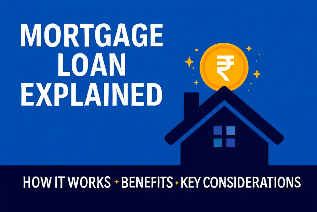 Mortgage loan thumbnail with rupee symbol and house icon