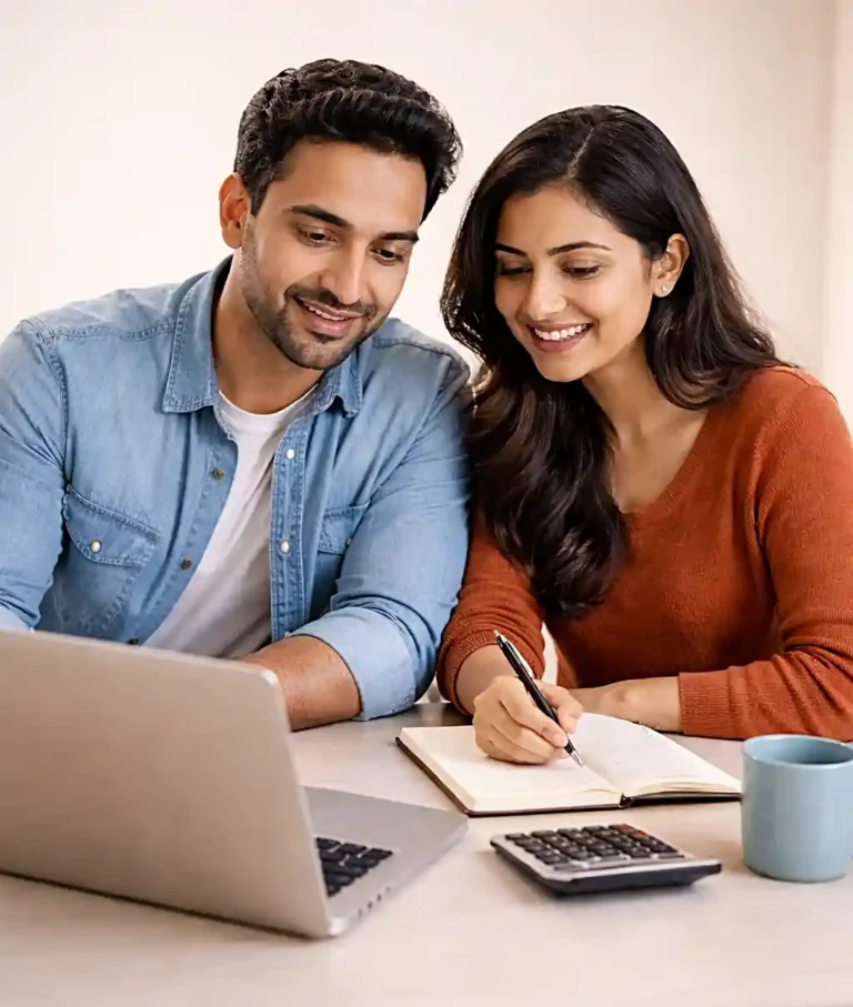 Illustration of a couple managing their finances